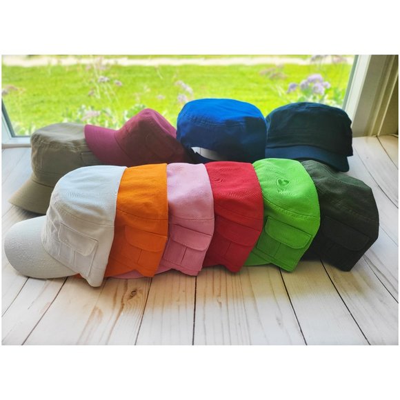 White Color Cadet Hat, 100% Cotton Military Cap, Cadet Adjustable Hats - Picture 6 of 9